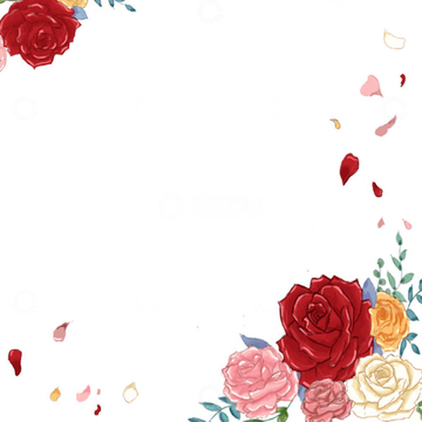 源文件下载【趣麦麦图】玫瑰花元素边框