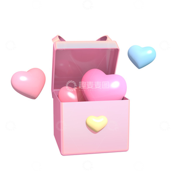 源文件下载【趣麦麦图】520爱心放在礼盒打开漂浮装饰