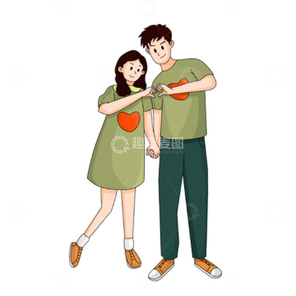 源文件下载【趣麦麦图】-520情人节情侣比心牵手亲密姿势