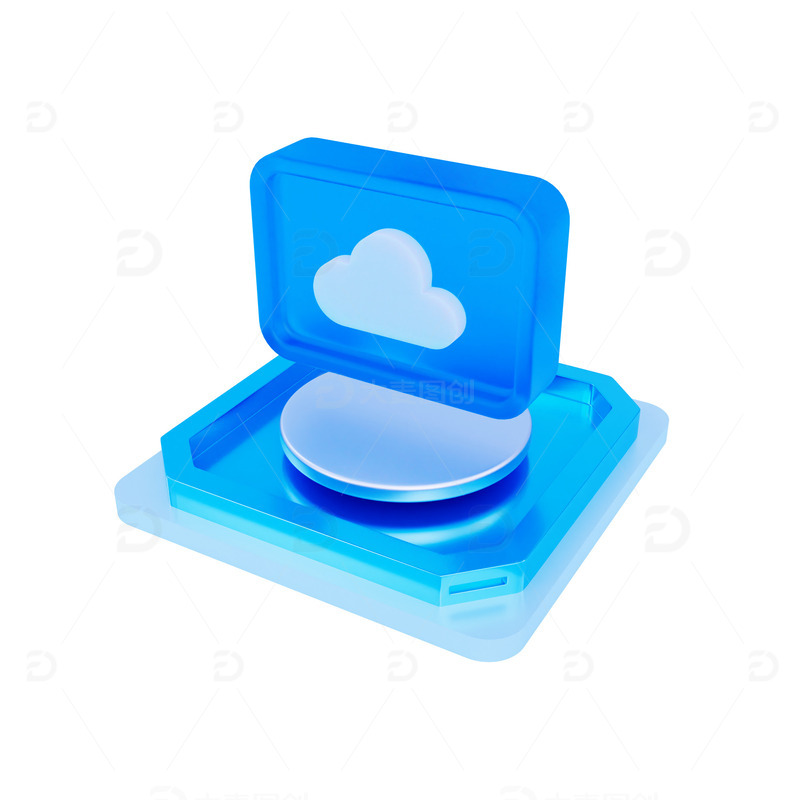 源文件下载【趣麦麦图】3D蓝色云计算信息科技可视化图标