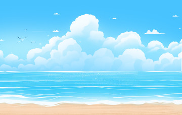 夏天海边唯美风景背景夏至小暑大暑图片海报