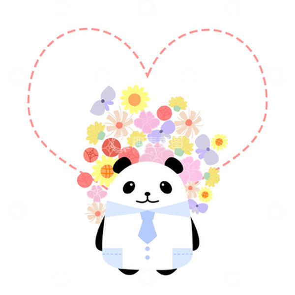 源文件下载【趣麦麦图】520熊猫表白鲜花爱心情人节