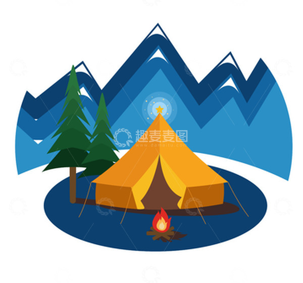 源文件下载【趣麦麦图】节假日野外露营扁平卡通插画