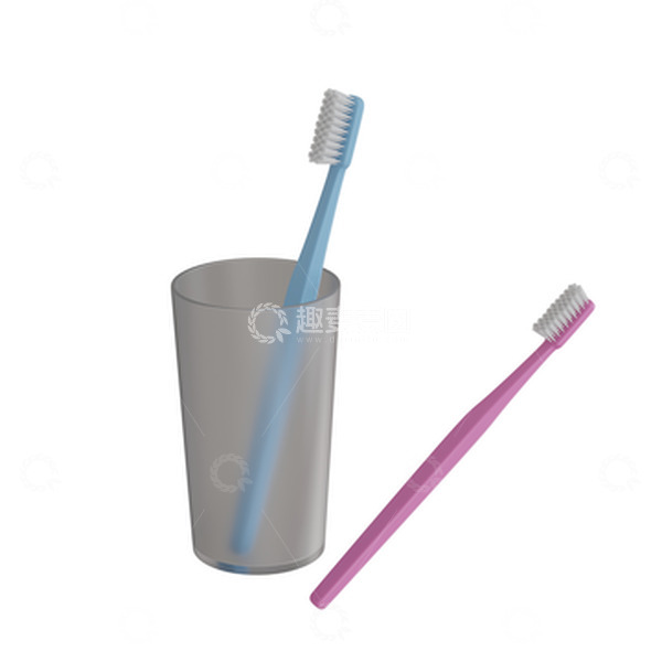 源文件下载【趣麦麦图】3D立体牙刷漱口杯模型