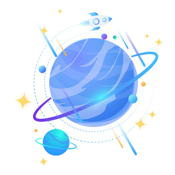 卡通可爱星球元宇宙光效装饰插画