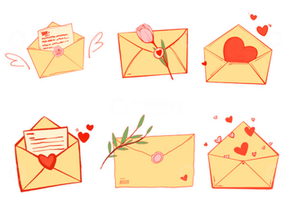 源文件下载【趣麦麦图】线性情人节爱心告白信封