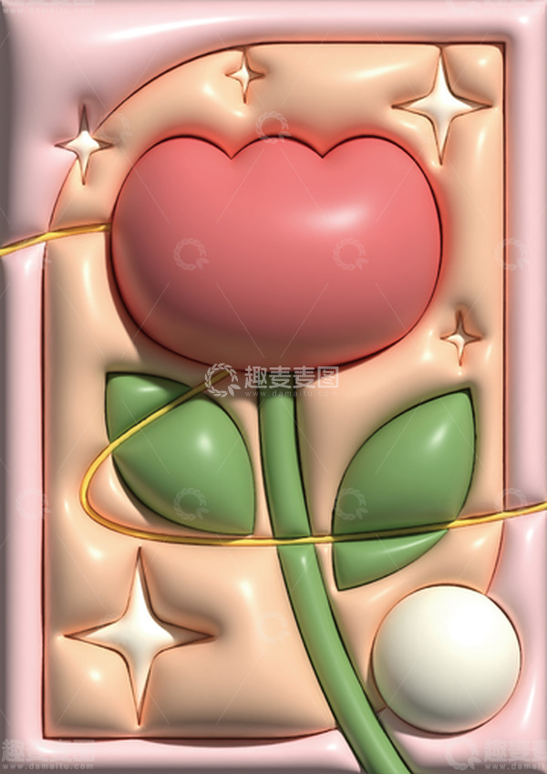 源文件下载【趣麦麦图】潮流膨胀风郁金香花卉背景