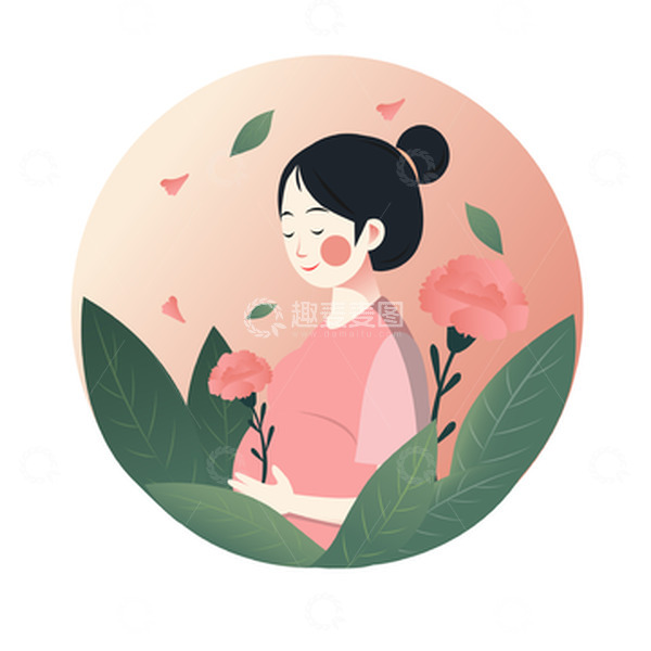 源文件下载【趣麦麦图】母亲节新手妈妈怀孕宝宝康乃馨绿植鲜花