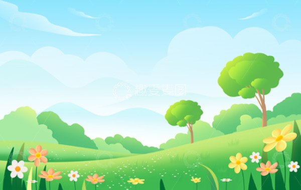 源文件下载【趣麦麦图】夏天蓝天白云草地清新唯美海报背景
