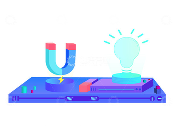 源文件下载【趣麦麦图】2.5D立体科技磁贴灯泡发明创意