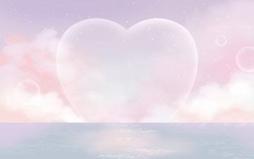 梦幻背景浪漫场景粉色紫色手绘图