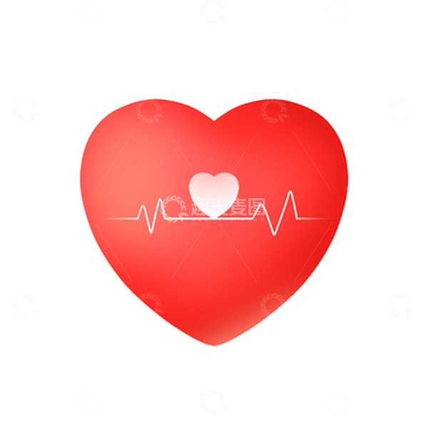 源文件下载【趣麦麦图】爱心心电图红色心