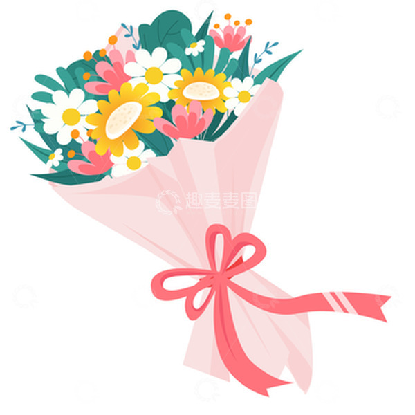 源文件下载【趣麦麦图】浪漫小清新手绘花束情人节装饰元素