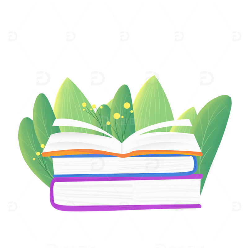 源文件下载【趣麦麦图】扁平化书本教育植物装饰元素