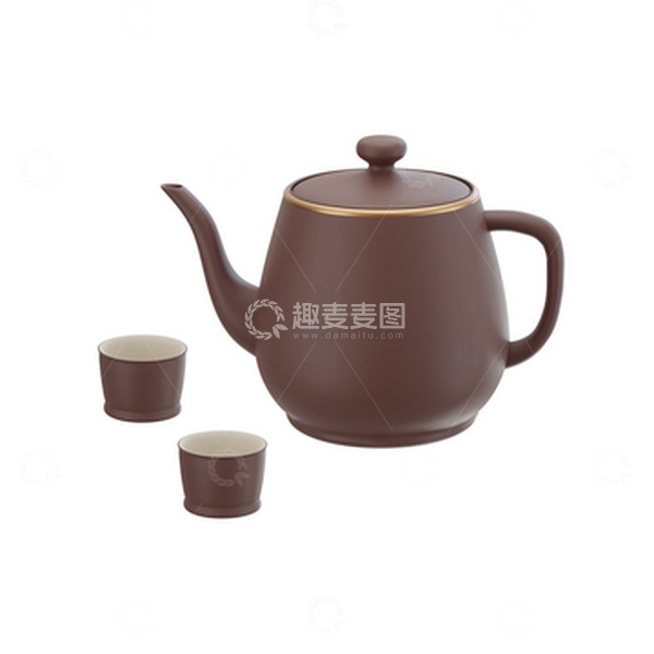 源文件下载【趣麦麦图】3D立体中国风复古茶壶茶杯