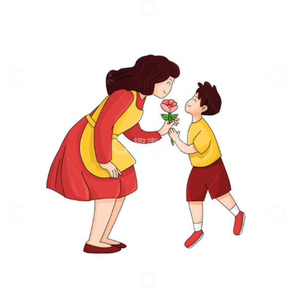 源文件下载【趣麦麦图】母亲节送妈妈鲜花的男孩