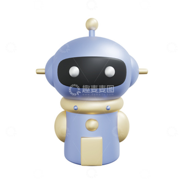 源文件下载【趣麦麦图】3D建模智能蓝色机器人