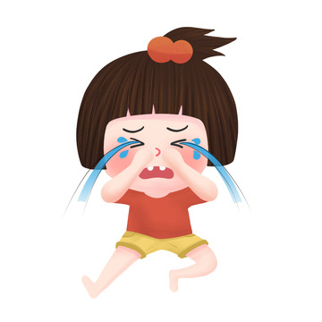 小女孩坐在地上哭闹