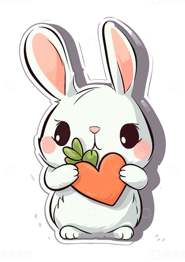 源文件下载【趣麦麦图】情人节兔子拿着爱心