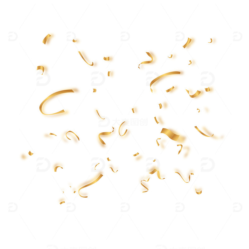 金色彩带飘带漂浮元素生日礼物电商庆典活动