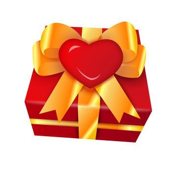 红心母亲节520情人节方形礼物盒矢量元素