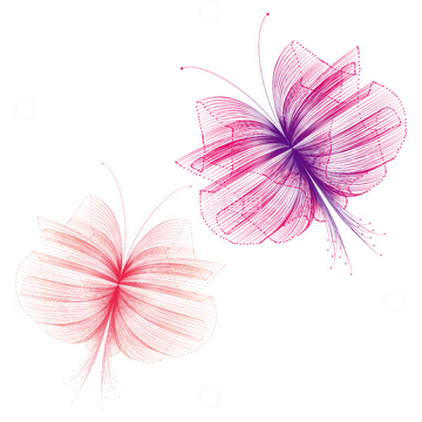 源文件下载【趣麦麦图】桃红渐变线条科技蝴蝶矢量图