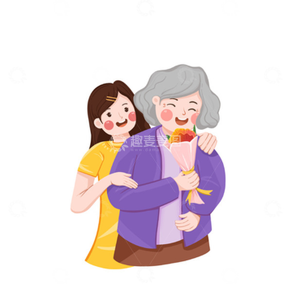 源文件下载【趣麦麦图】母亲节相拥场景