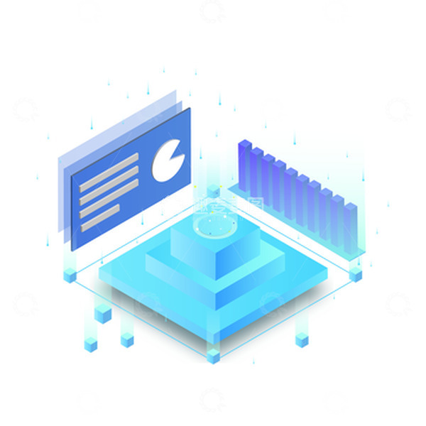 源文件下载【趣麦麦图】蓝色渐变2.5D信息可视化科技感元素