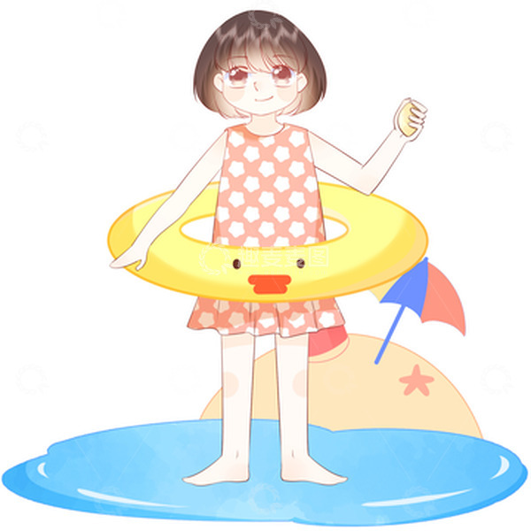 源文件下载【趣麦麦图】立夏夏季女孩游泳