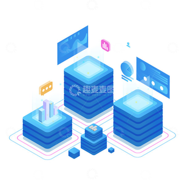 源文件下载【趣麦麦图】蓝色科幻2.5D可视化插画元素