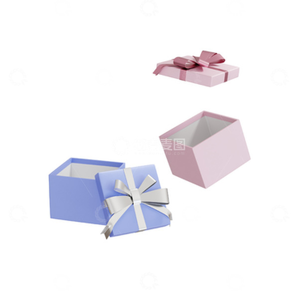 源文件下载【趣麦麦图】3D立体打开的礼品盒包装盒子模型