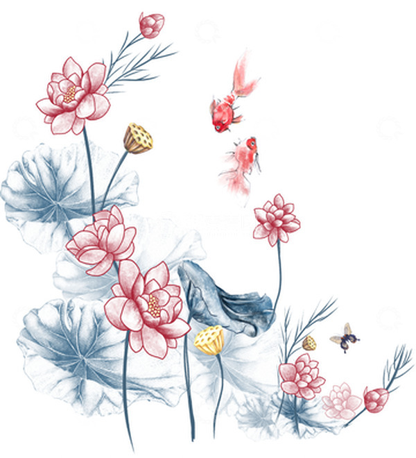 源文件下载【趣麦麦图】立夏手绘图荷花睡莲