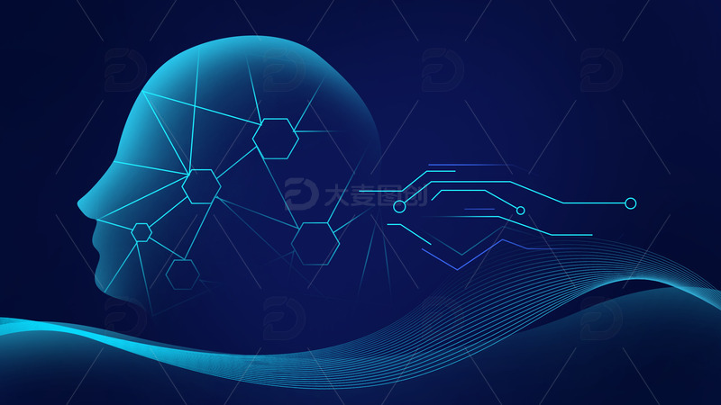 源文件下载【趣麦麦图】蓝色渐变人工智能简约会议科技光效线条背景
