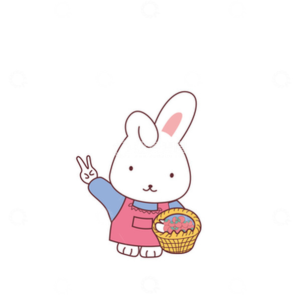源文件下载【趣麦麦图】春天卡通兔子采摘水果剪刀手