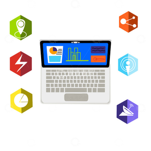 源文件下载【趣麦麦图】扁平风可视化图标电脑