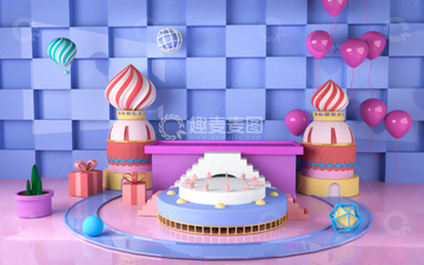 源文件下载【趣麦麦图】通用C4D展台电商详情页首页海报背景