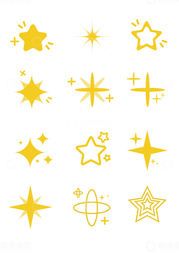源文件下载【趣麦麦图】卡通星星装饰元素