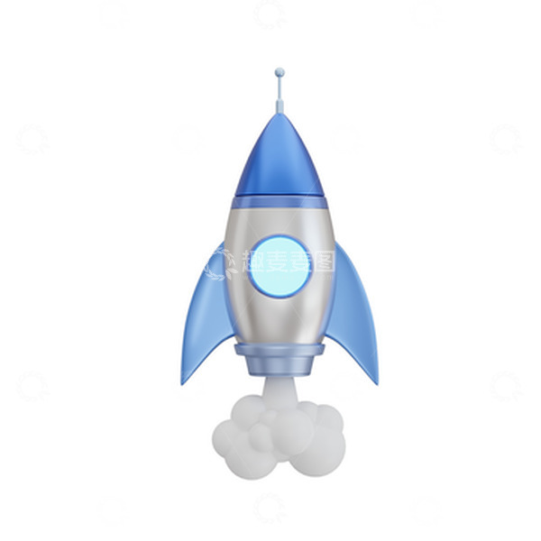 源文件下载【趣麦麦图】3D立体喷射小火箭模型