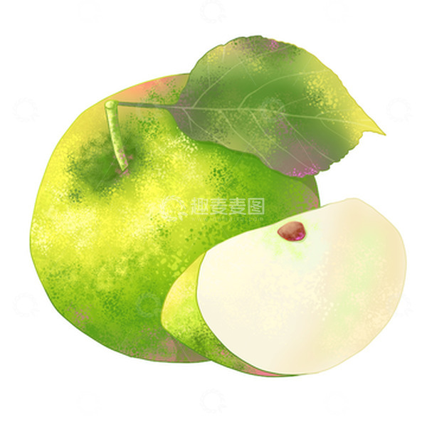 源文件下载【趣麦麦图】手绘青苹果水果苹果插画扁平风食品元素
