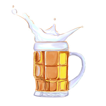 啤酒冰镇啤酒扎啤手绘啤酒烤串