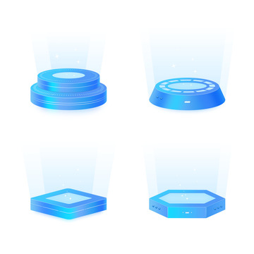 蓝色科技互联网信息数据可视化大屏立体底座