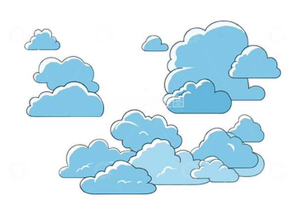 源文件下载【趣麦麦图】蓝色健康美丽白云手绘素材