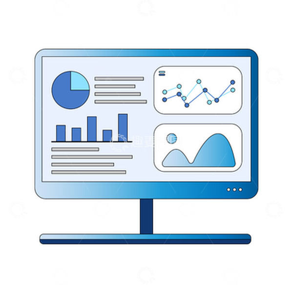 源文件下载【趣麦麦图】蓝色渐变扁平化电脑信息可视化