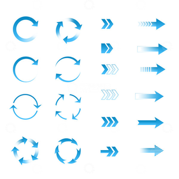源文件下载【趣麦麦图】蓝色渐变科技感旋转箭头矢量元素