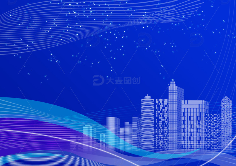 源文件下载【趣麦麦图】蓝色科技感城市背景