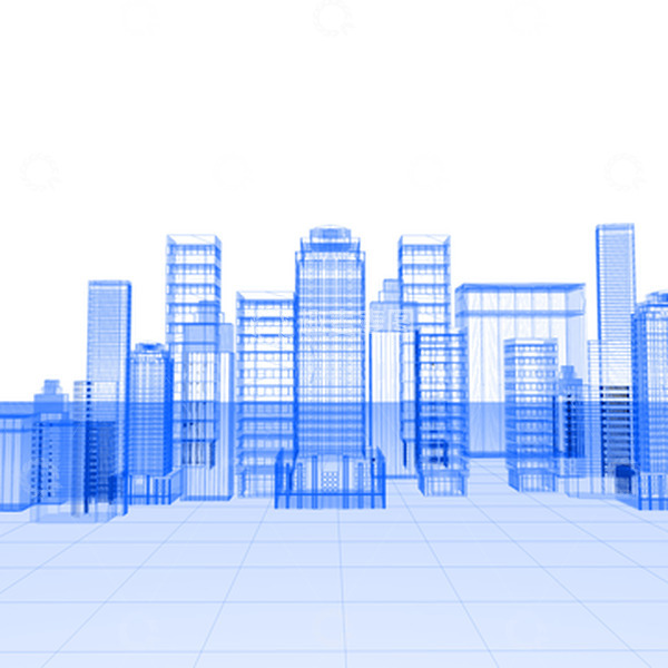 源文件下载【趣麦麦图】3D三维立体商务科技线条建筑楼群背景