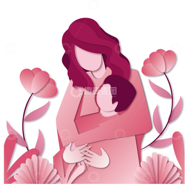 源文件下载【趣麦麦图】简约剪纸风格母亲节元素