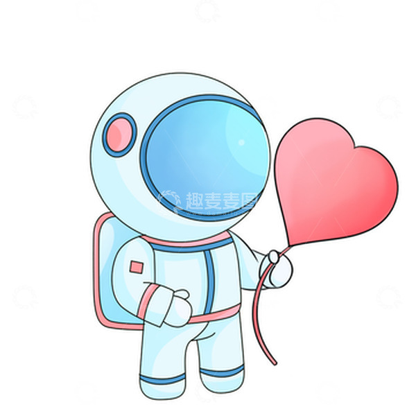 源文件下载【趣麦麦图】卡通宇可爱航员拿着爱心气球元素