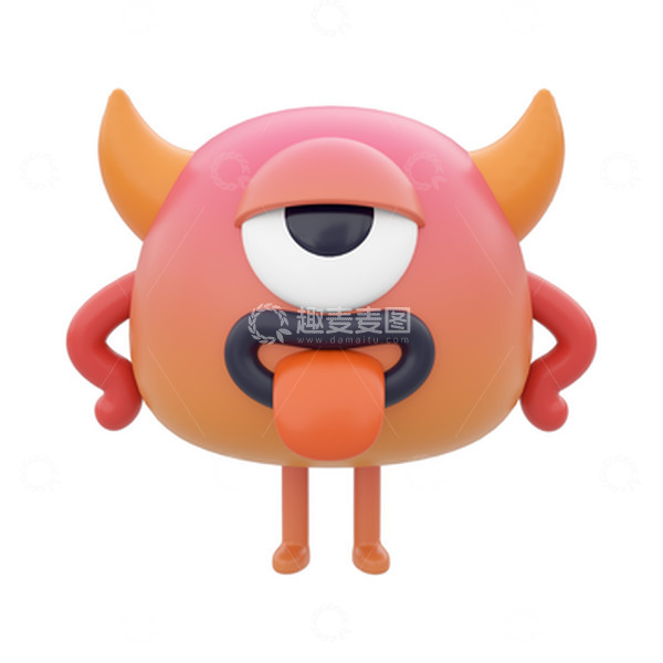 源文件下载【趣麦麦图】C4D彩色动物怪兽元素