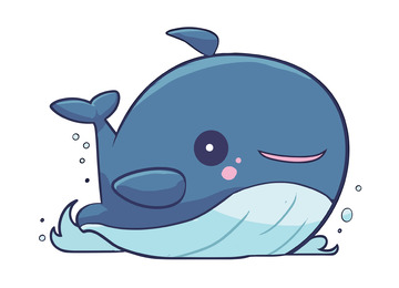卡通蓝色海洋生物海底世界海豚免扣素材